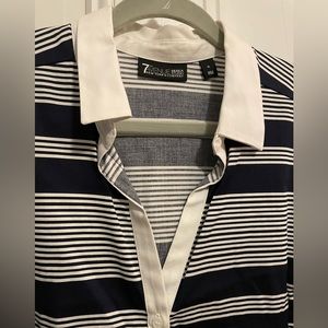 NY&C Button-Up Madison Stretch Shirt - Navy Striped